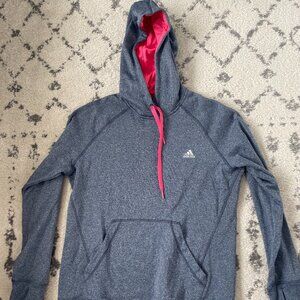 Adidas Womens Ultimate Hoodie Sweatshirt Pink Heathered Thumb Hole Drawstring L